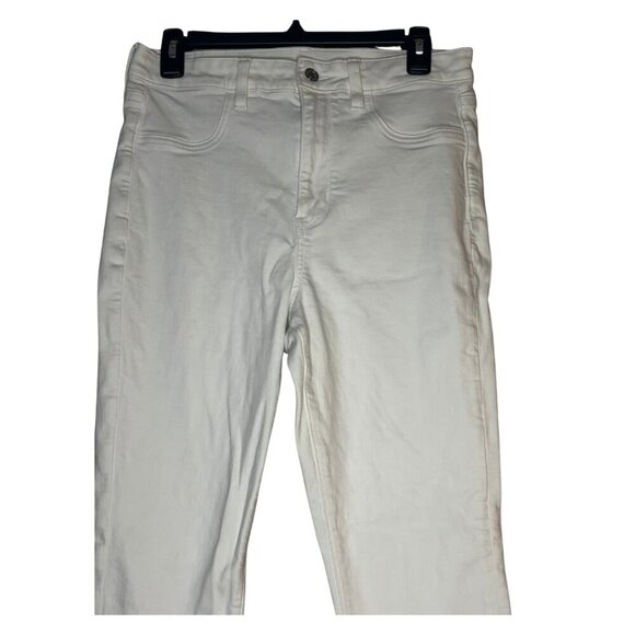 271. American Eagle White Super High-Rise Jegging | Stretch Skinny Jeans Large - Picture 4 of 4